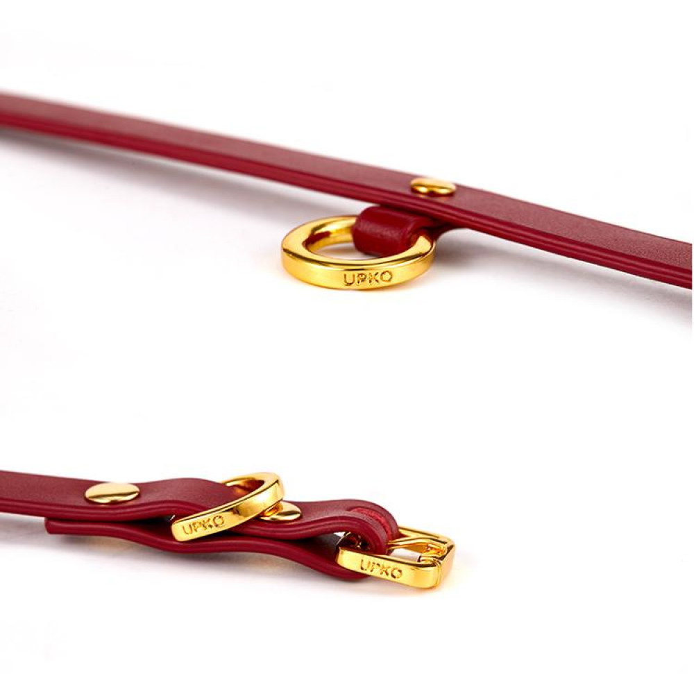 Чокер тонкий кожаный из итальянской кожи, красный, Thin UPKO Red, фото №2 — секс шоп Украина, NO TABOO