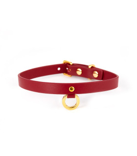 Чокер тонкий кожаный из итальянской кожи, красный, Thin UPKO Red - No Taboo