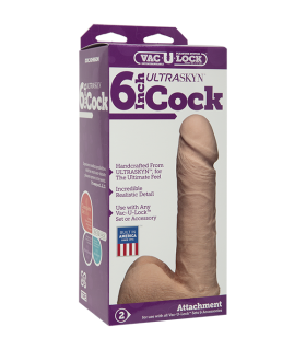 Насадка на страпон реалистичная Vac-U-Lock, Doc Johnson бежевая, 17.5 х 4.3 см - No Taboo