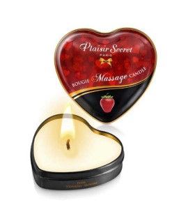Массажная свеча сердечко Plaisirs Secrets Strawberry 35 мл - No Taboo