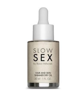 Мерехтлива суха олія для тіла і волосся Slow Sex by Bijoux Indiscrets Intimate Shimmer Oil з кокосовим ароматом, 30 мл - No Taboo