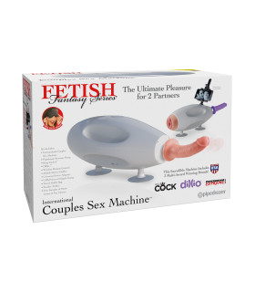 Секс машина для двоих Fetish Fantasy 2-в-1 на присосках с держателем для телефона, серого цвета - No Taboo