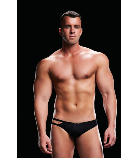 Эротические стринги мужские с двумя полосками LOW-RISE THONG BLACK,(One size) - No Taboo