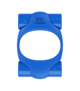 Эрекционное кольцо синего цвета 2 вибропули Power Ring ML Creation (My Love) - No Taboo