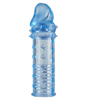 Насадка на пенис Toy Joy удлиняющая, рельефная, голубая, 15,5 × 3 см - No Taboo