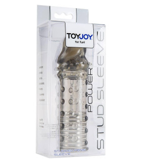 Насадка на пенис Toy Joy Power Stud Sleeve рельефная, удлиняющая, прозрачная, 15.5 х 3 см - No Taboo