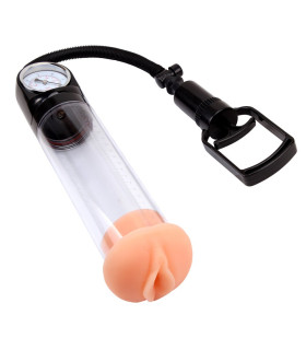 Вакуумная помпа механическая Chisa с манометром, прозрачная, 29 х 6 см - No Taboo