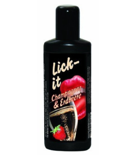 Їстівний лубрикант для орального сексу Lick It, шампанське і полуниця, 100 мл - No Taboo
