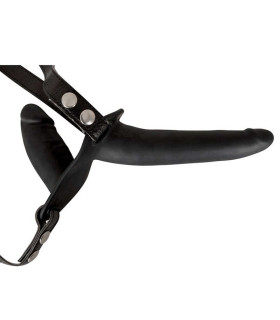 Двойной страпон силиконовый на ремнях черный DOUBLE STRAP-ON BLACK SILICONE - No Taboo