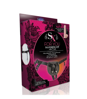 Страпон на трусиках Blush Sx Harnesses с двумя кольцами, черно-бежевый, 19.5 х 3.7 см - No Taboo