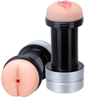 Двойной мастурбатор Dreamtoys RealStuff вагина и анус, бежевый, 17.8 х 7.9 см - No Taboo