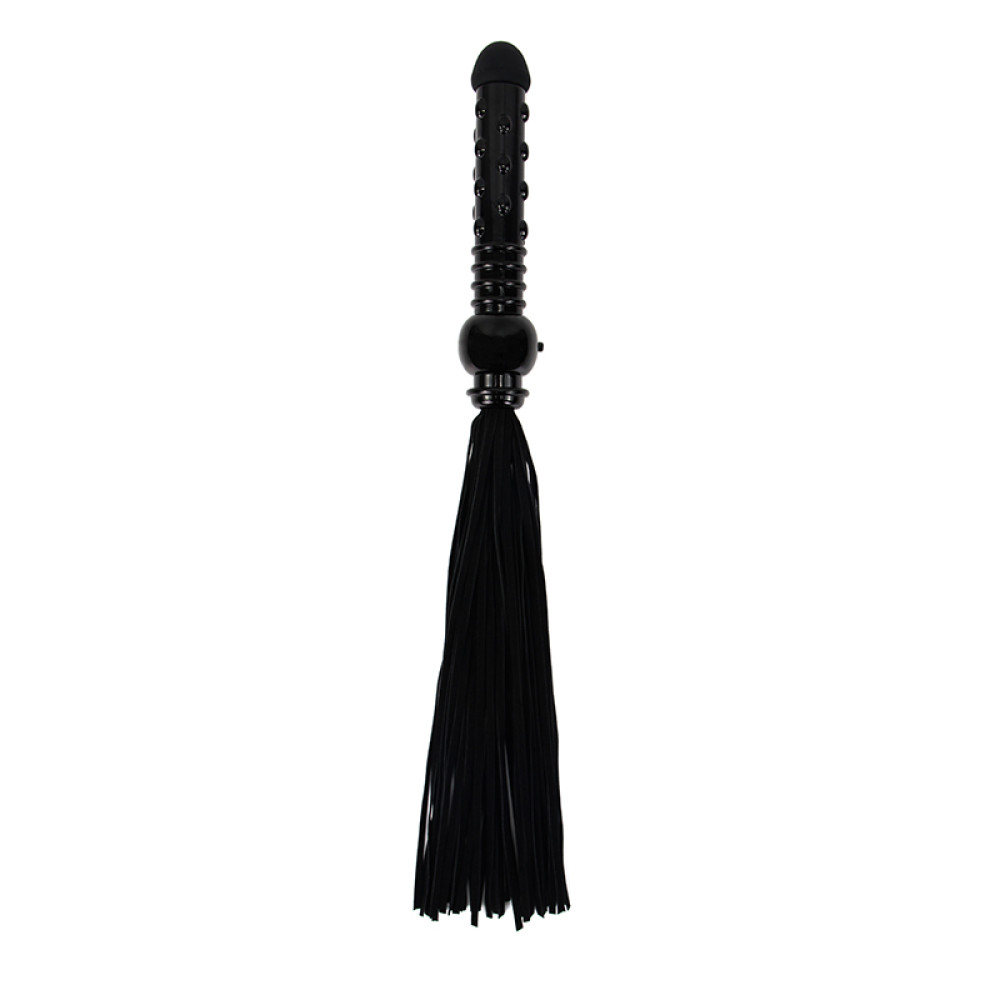 Флоггер (плетка) вибратор SUEDE BLACK Flogger Roomfun (без вибро), фото №0 — секс шоп Украина, NO TABOO