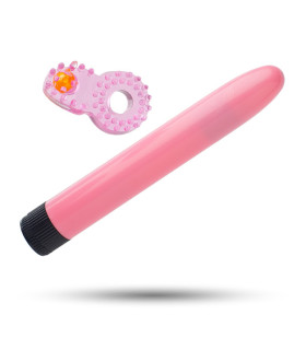 Вибратор классический с эрекционным кольцом Sex Toys розовый - No Taboo