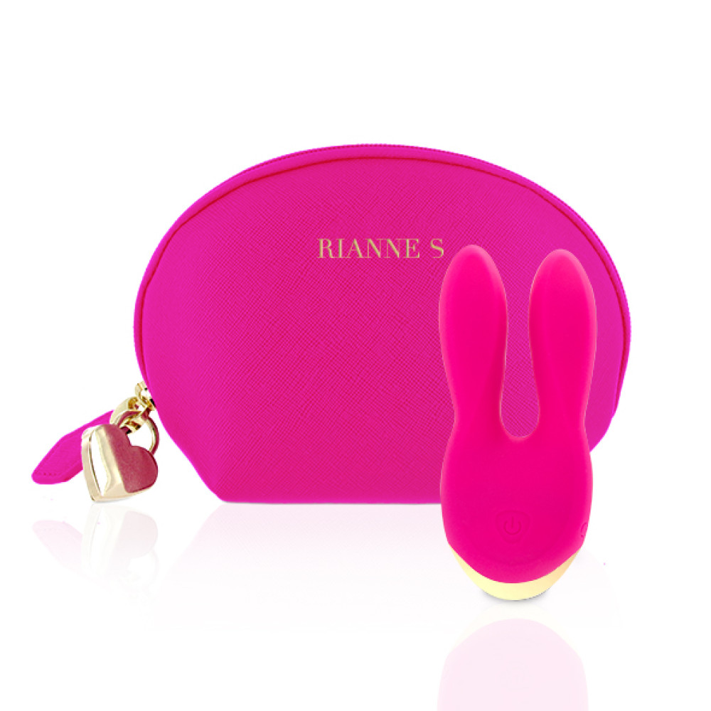 Вибратор с ушками Rianne S Bunny Bliss в сумочке, для клитора, розовый, 11 х 5 см фото №0 — секс игрушки: Украина, NO TABOO