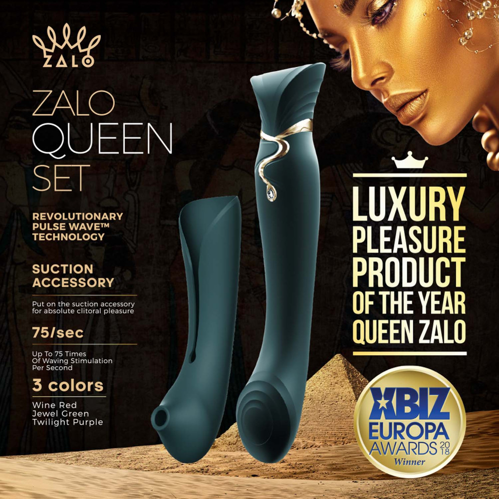 Вибратор с насадкой Zalo Queen Set с волновой стимуляцией, для клитора и точки G, фиолетовый фото №20 — секс игрушки: Украина, NO TABOO