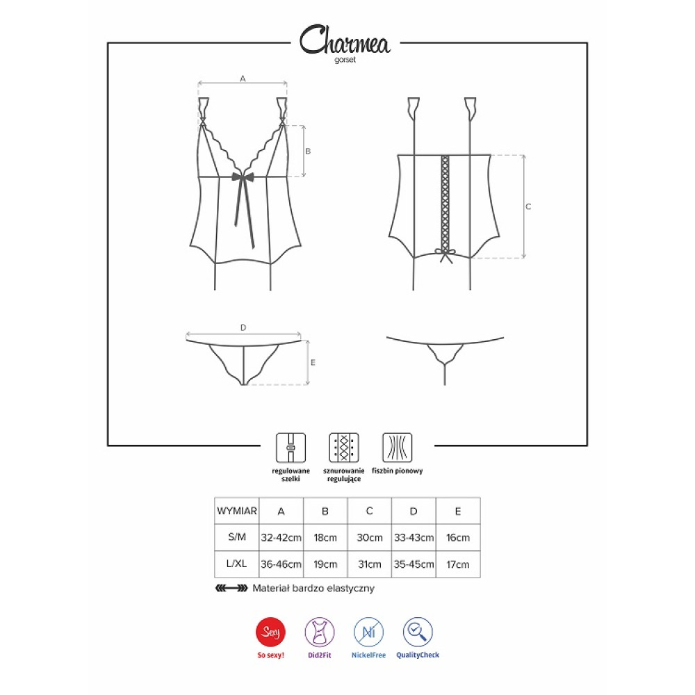 Корсет Charmea corset & thong S/M, фото №5 — секс шоп Украина, NO TABOO