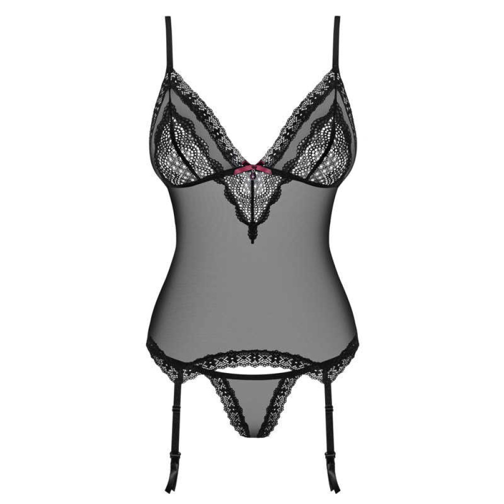 Секси корсет, полупрозрачный с узорами corset & panties S/M, фото №3 — секс шоп Украина, NO TABOO