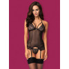 Эротический корсет с кружевом и украшением corset & thong black L/XL, фото №3 — секс шоп Украина, NO TABOO