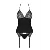 Корсет эротический Obsessive 828-COR-1, L/XL, кружевной, с трусиками, с пажами для чулок, черный , фото №5 — секс шоп Украина, NO TABOO