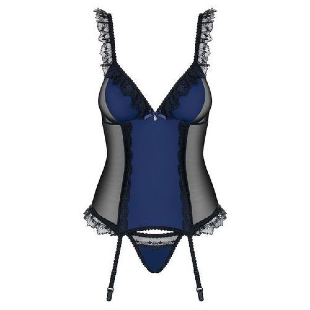 Эротический корсет полупрозрачный с рюшами corset & thong L/XL, фото №5 — секс шоп Украина, NO TABOO