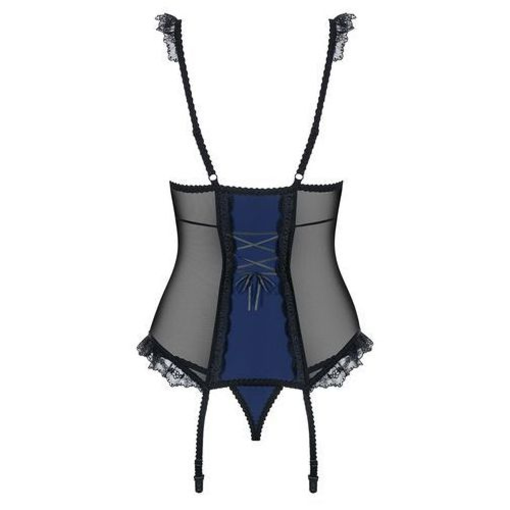 Эротический корсет полупрозрачный с рюшами corset & thong L/XL, фото №6 — секс шоп Украина, NO TABOO