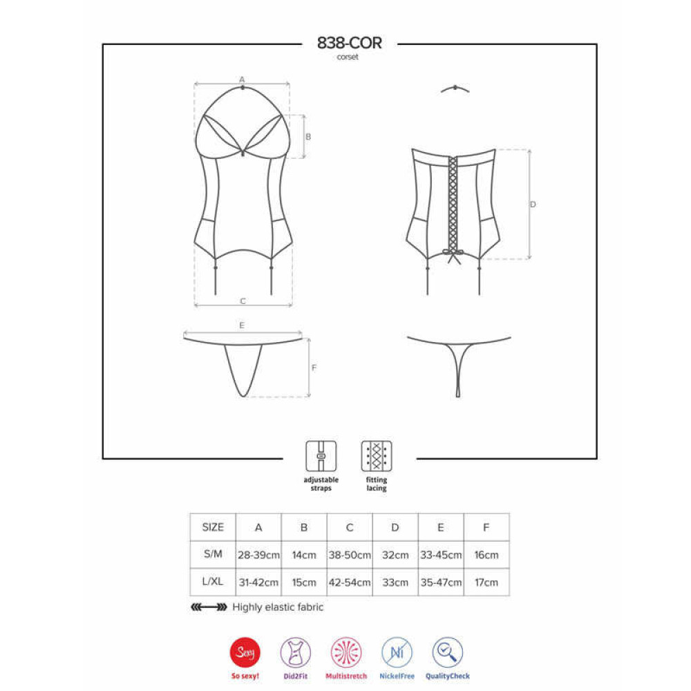 Эротический корсет со шнуровкой и пажами для чулок corset & thong red L/XL, фото №5 — секс шоп Украина, NO TABOO