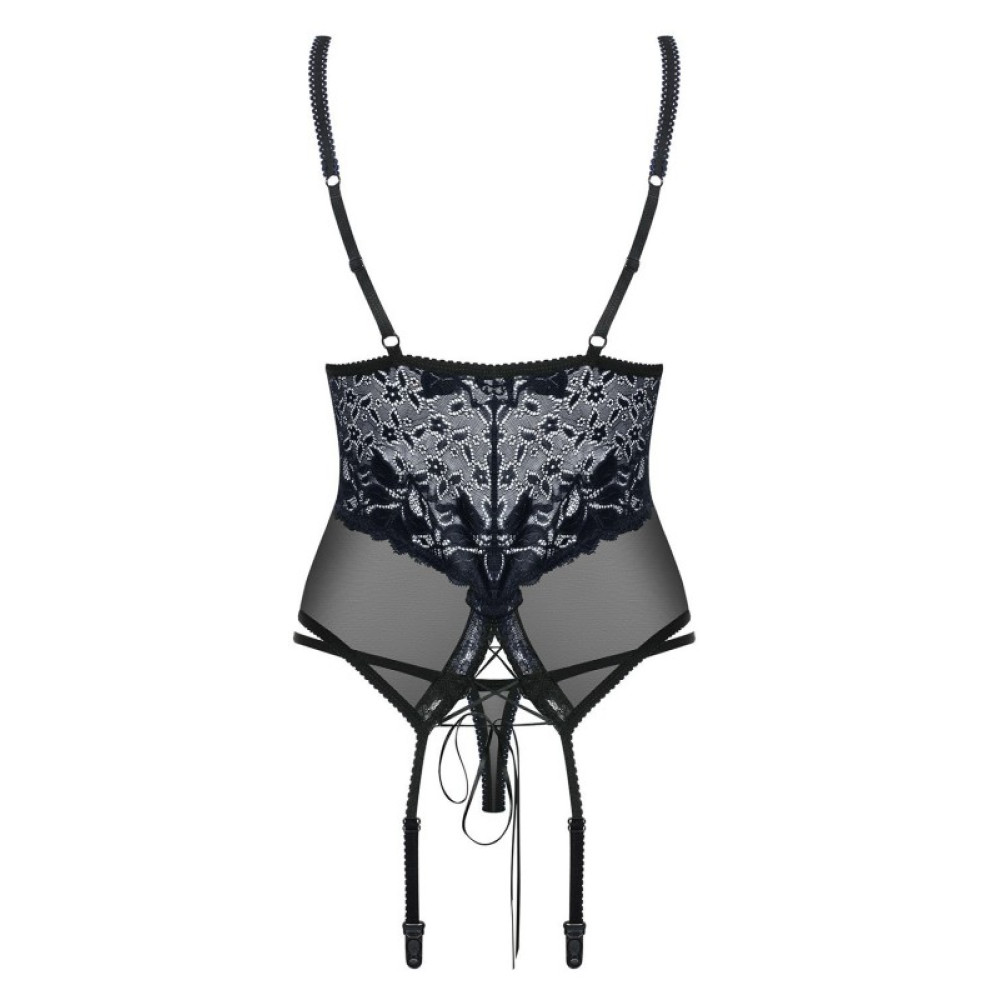 Сексуальный корсет полупрозрачный с пажами для чулок corset & thong L/XL, фото №6 — секс шоп Украина, NO TABOO