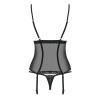 Эротический корсет, полупрозрачный с атласными вставками и кружевом corset & thong S/M, фото №5 — секс шоп Украина, NO TABOO