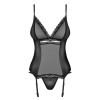 Эротический корсет, полупрозрачный с атласными вставками и кружевом corset & thong S/M, фото №6 — секс шоп Украина, NO TABOO