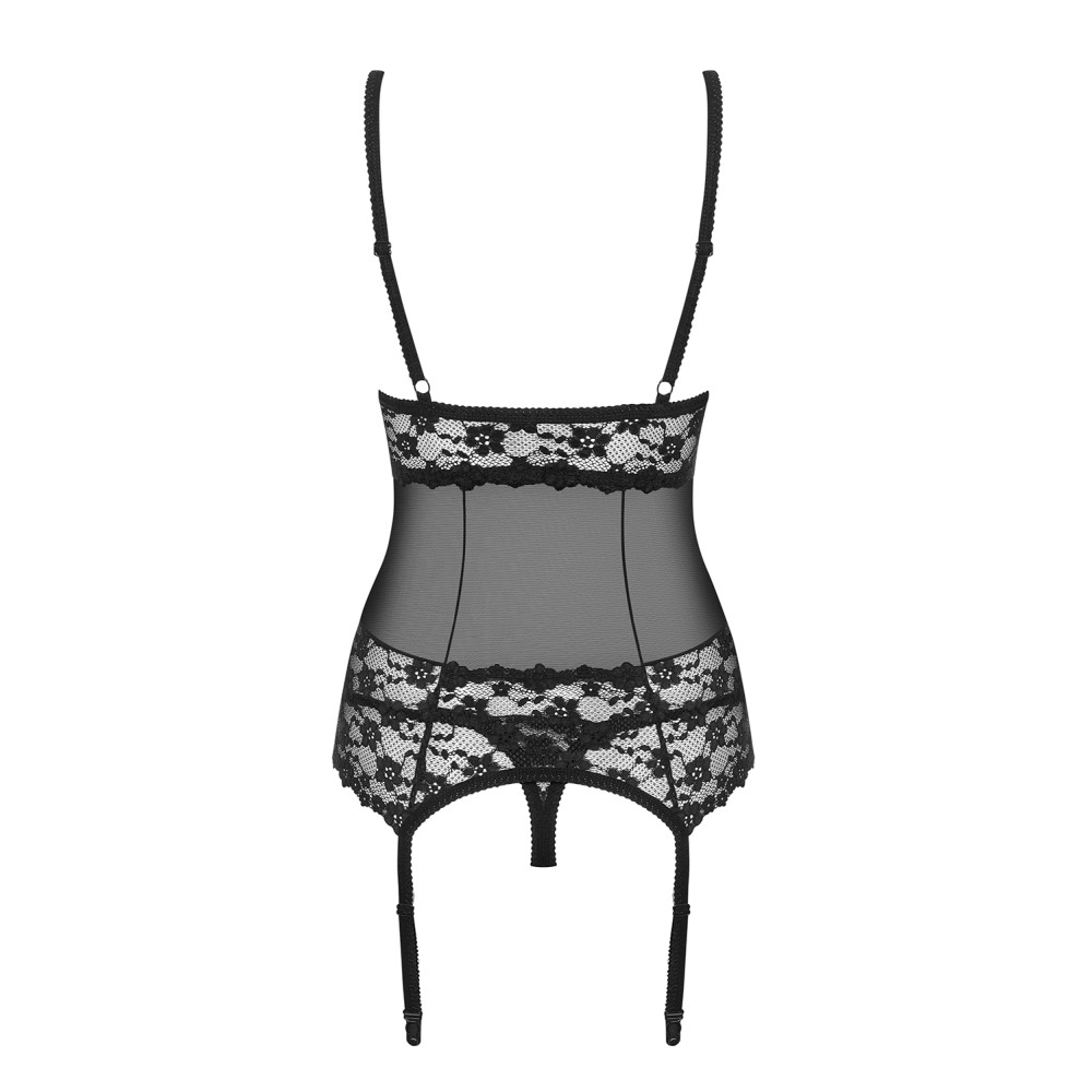 Сексуальный корсет из кружева и подвязками для чулок Letica corset & thong black L/XL, фото №5 — секс шоп Украина, NO TABOO