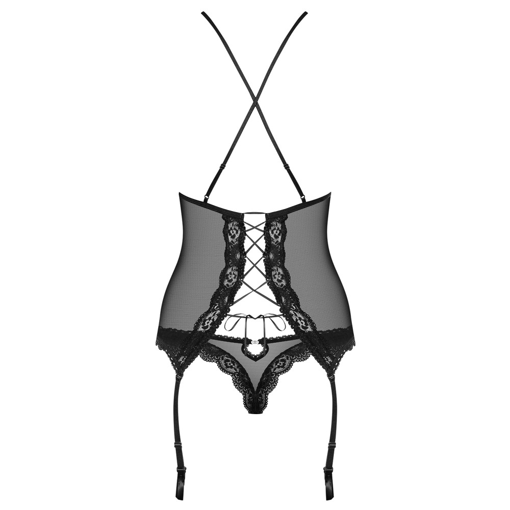 Эротический корсет с подвязками для чулок corset & thong S/M, фото №6 — секс шоп Украина, NO TABOO