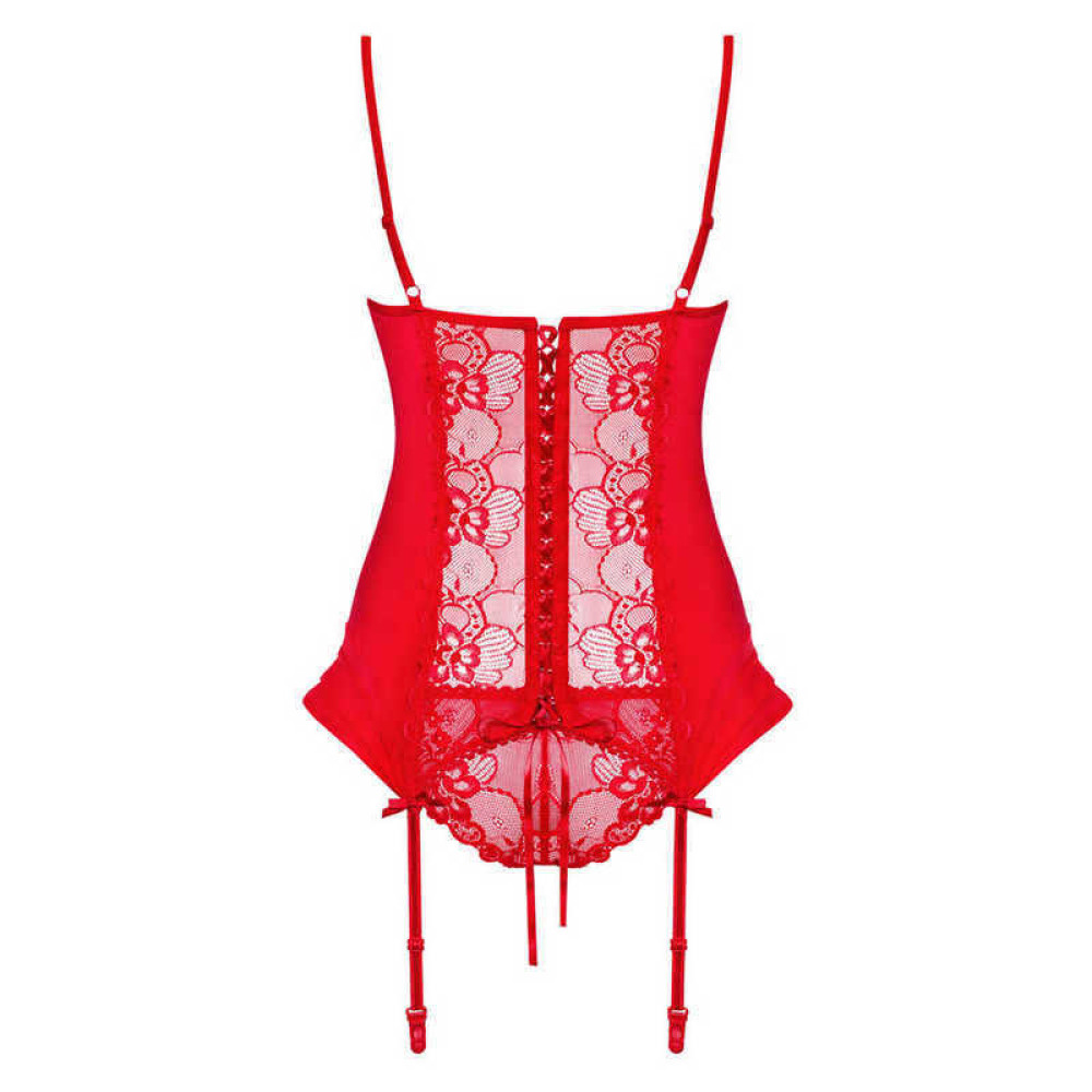 Эротический корсет с подвязками для чулок Heartina corset & thong red L/XL, фото №6 — секс шоп Украина, NO TABOO