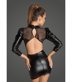 Платье длинный рукав, открытая грудь F201 Noir Handmade M - No Taboo