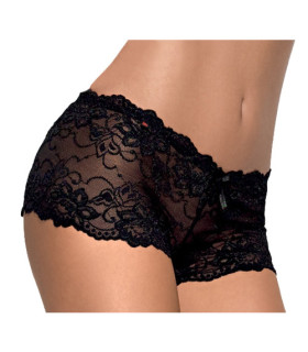 Эротические шортики с цветочным кружевом и бантиком Obsessive Imperia, черные, XXL - No Taboo