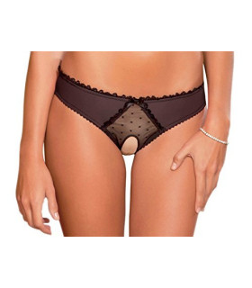 Трусики черные Rene Rofe CROTCHLESS FRILLS PANTY S/M - No Taboo