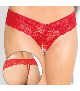 Сексуальные трусики с интимным вырезом, красные S/M - No Taboo