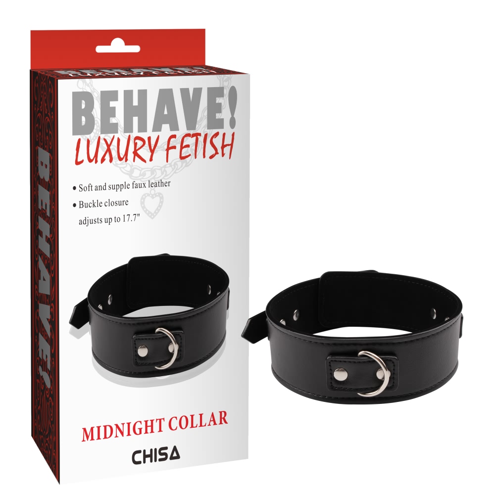 Нашийник широкий Chisa Behave Midnight Collar з кільцем для повідця, чорний