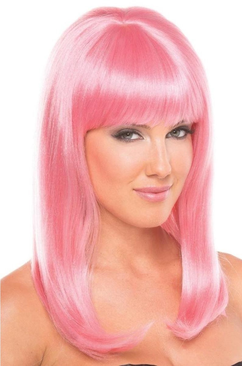 Перука з чубчиком Hollywood Wig, рожевий, 33 см