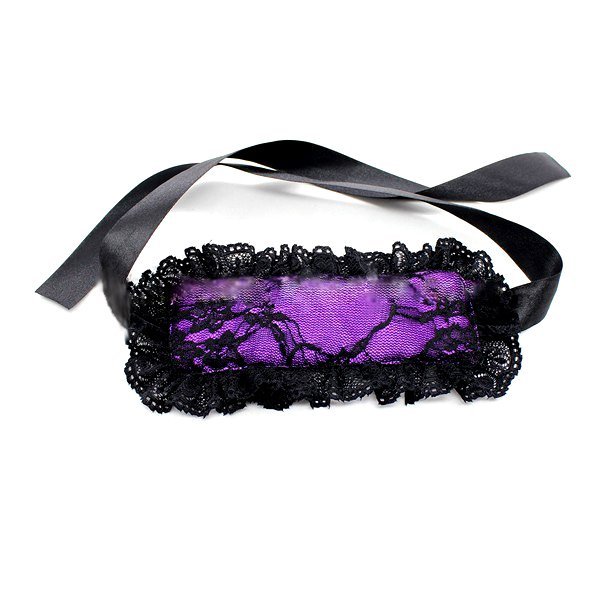 Маска ажурна фіолетова чорне мереживо LACE BLINDFOLD