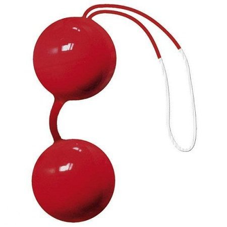 Вагінальні кульки на м'якому зчіплені JoyBalls зі зміщеним центром ваги, червоні, 16 х 4 см