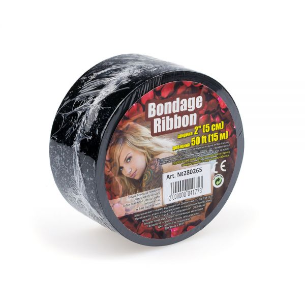 Стрічка бондажна чорна bondage ribbon 15 м