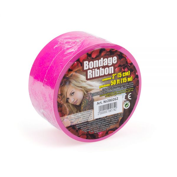 Стрічка бондажна рожева bondage ribbon 15 м