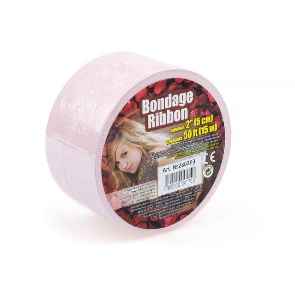 Стрічка бондажна світло рожева bondage ribbon 15 м