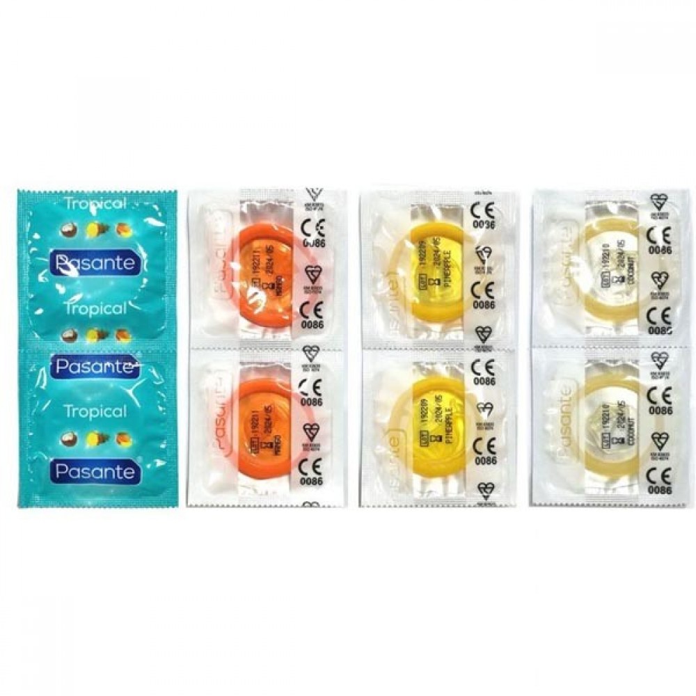 Презервативи зі смаком тропіків, 53мм, Pasante Tropical condoms, за 1 шт.