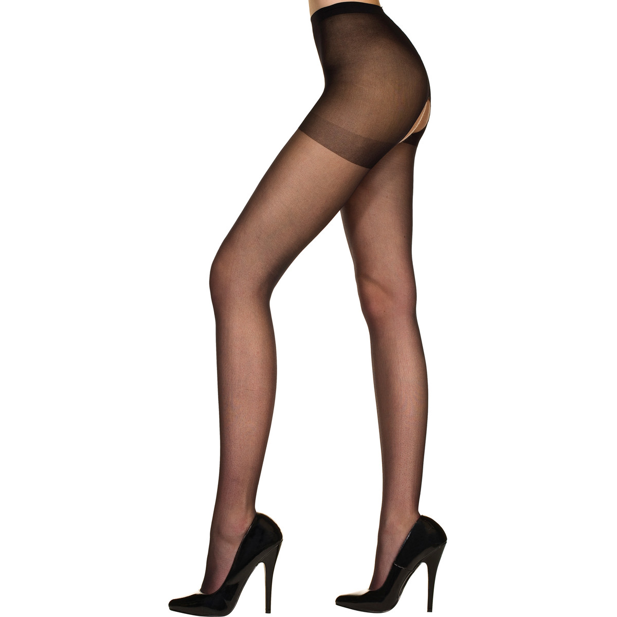 Сексуальні колготки з відкритим доступом Music legs, чорні, One Size