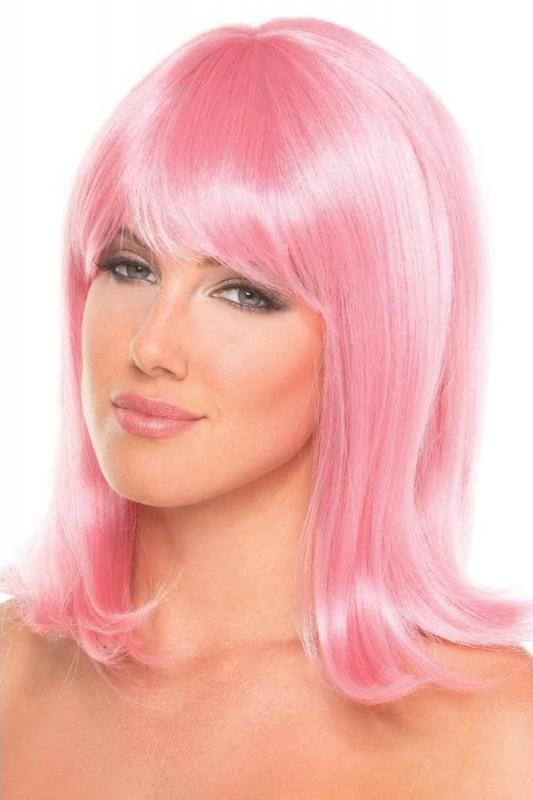 Перука з чубчиком Doll Wig середньої довжини, світло-рожевий