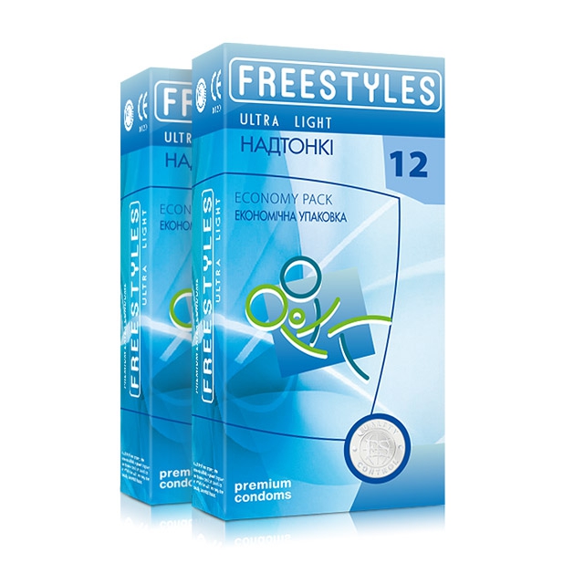 Презервативи ультратонкі Freestyles Ultra Light латексні, 0.04 мм, 12 шт