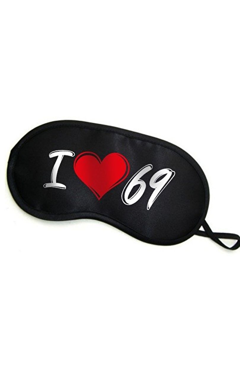Маска на очі з написом I Love 69, чорна