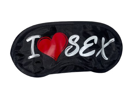 Маска на очі з написом I ♥ Sex, чорна