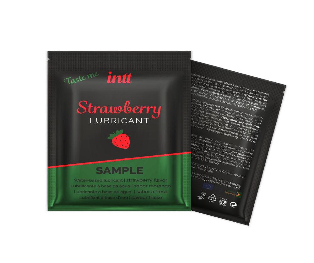 Пробник оральний лубрикант зі смаком полуниці, на водній основі Intt Strawberry lube, 2 мл